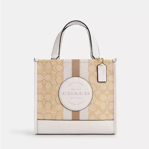 NWT!COACH DEMPSEY TOTE 22 IN SIGNATURE JACQUARD WITH STRIPE AND PATCH(CQ878) - Picture 10 of 14